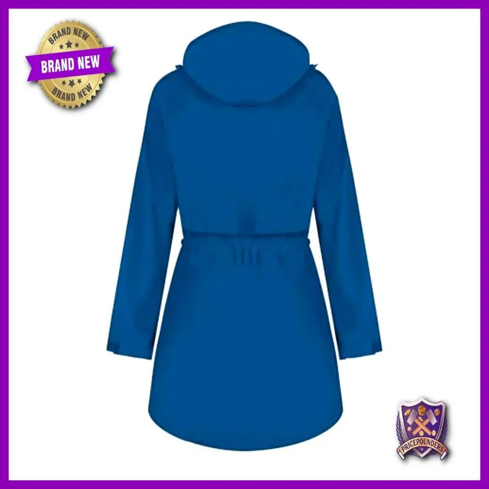 Waterproof Trench Raincoat Hooded Breathable Windbreaker Midi Length Adjustable